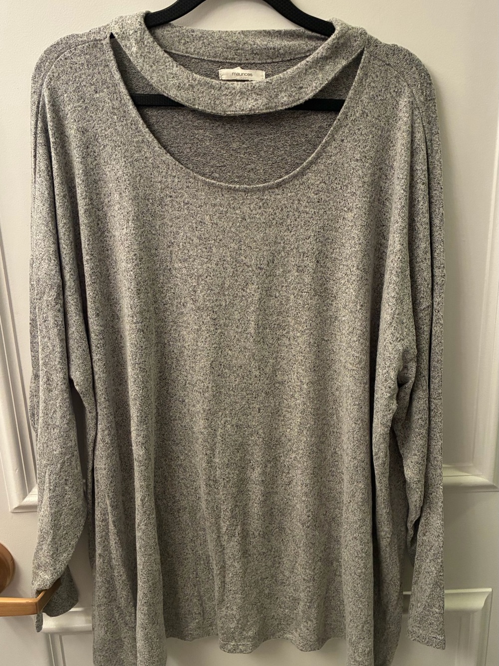 Maurices Gray Double-Neck Long Sleeve Top